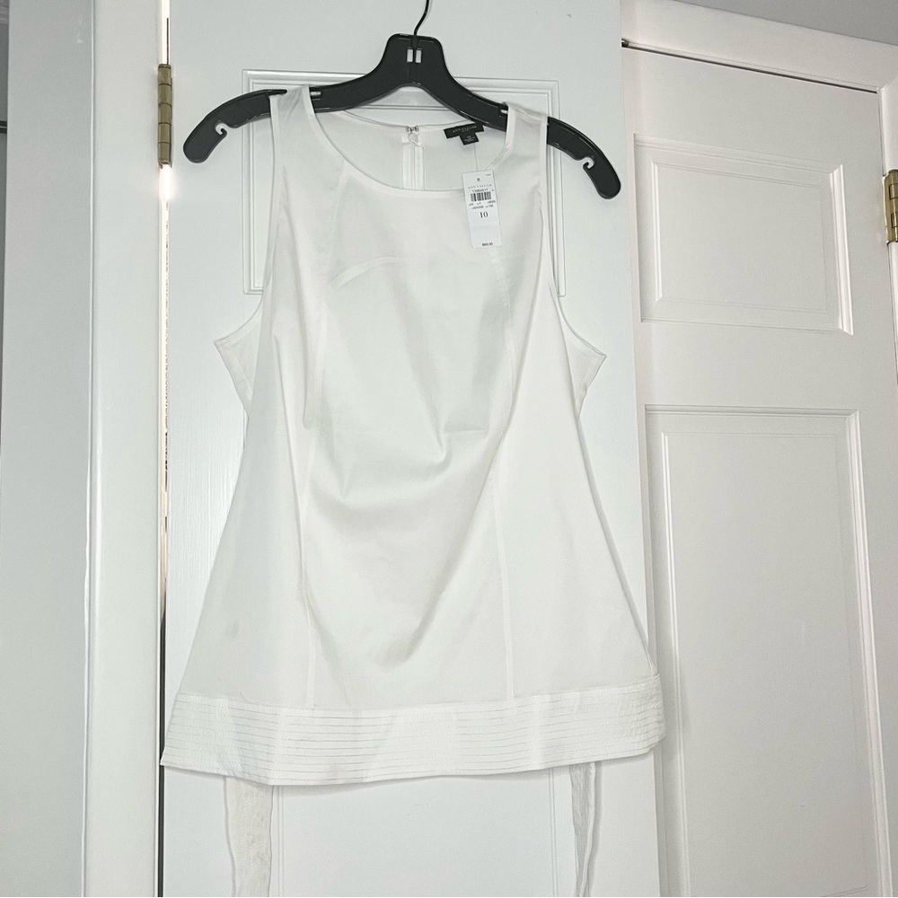 Ann Taylor White Cotton Sleeveless Tank Top